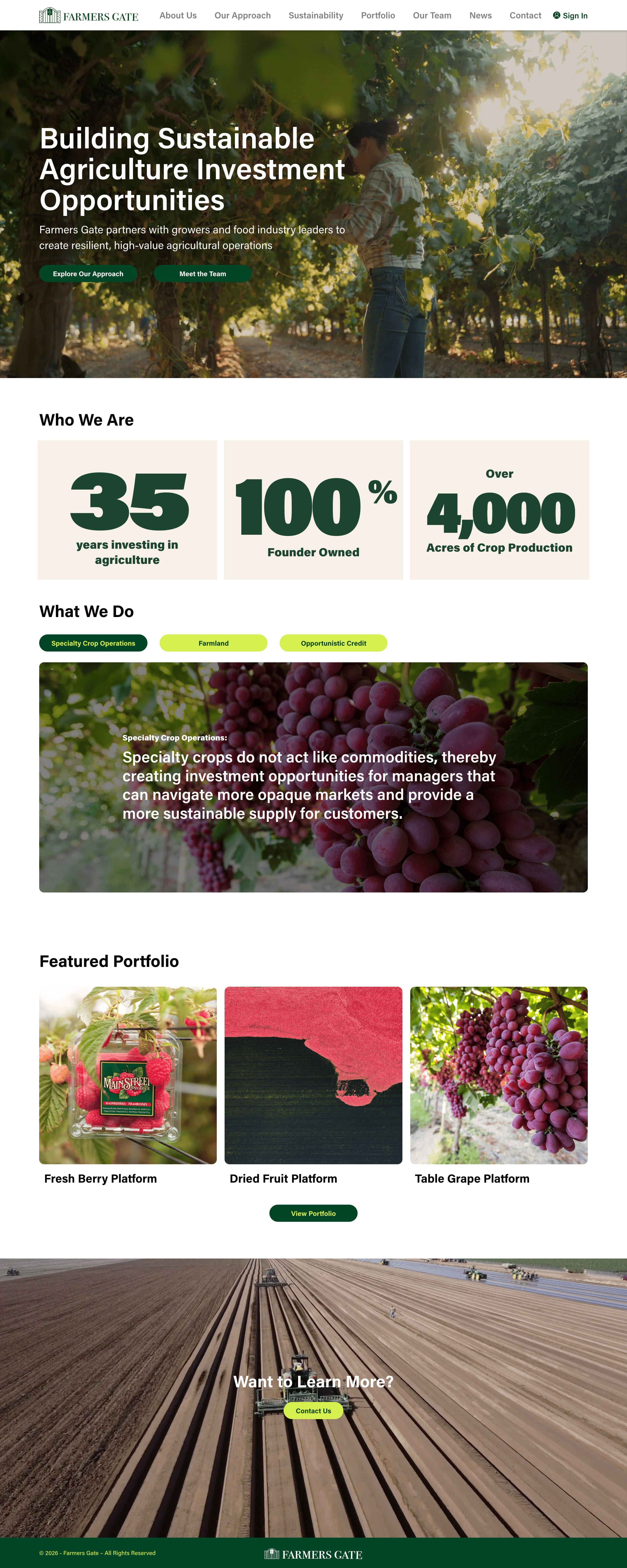 Farmers Gate agricultural investment website homepage