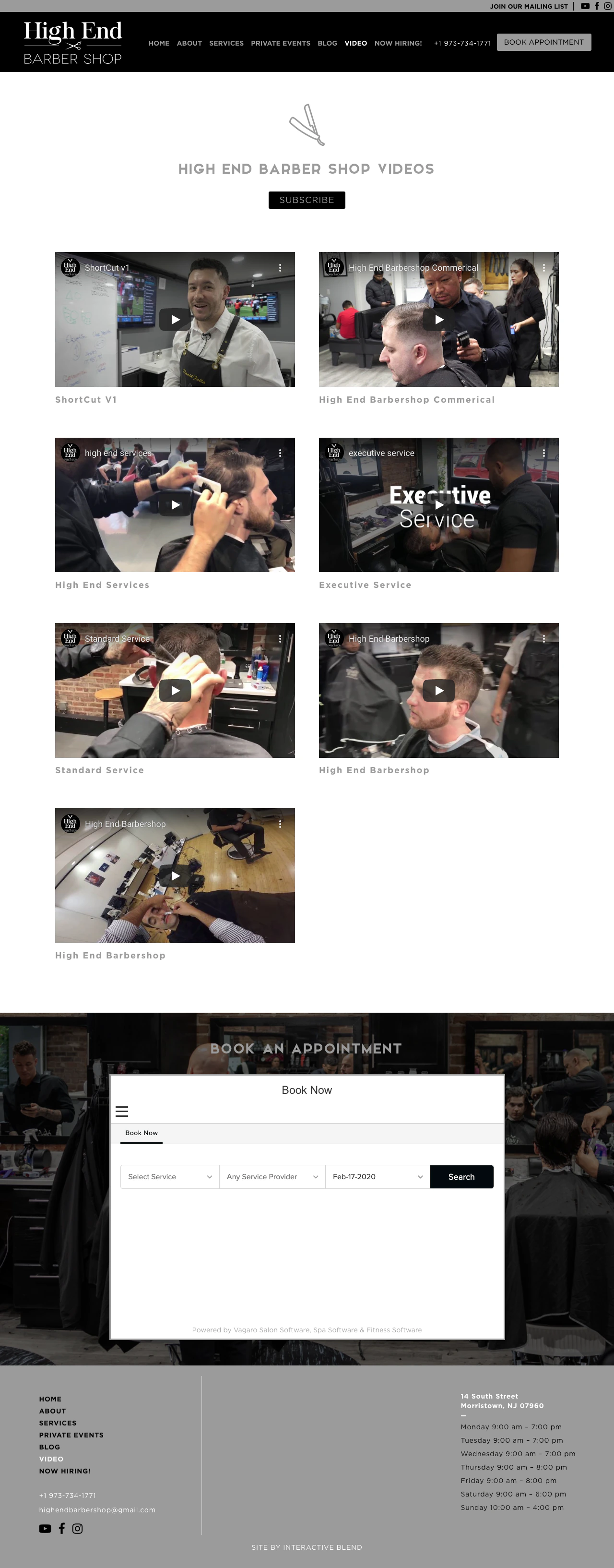 High End Barbershop video gallery and appointment form