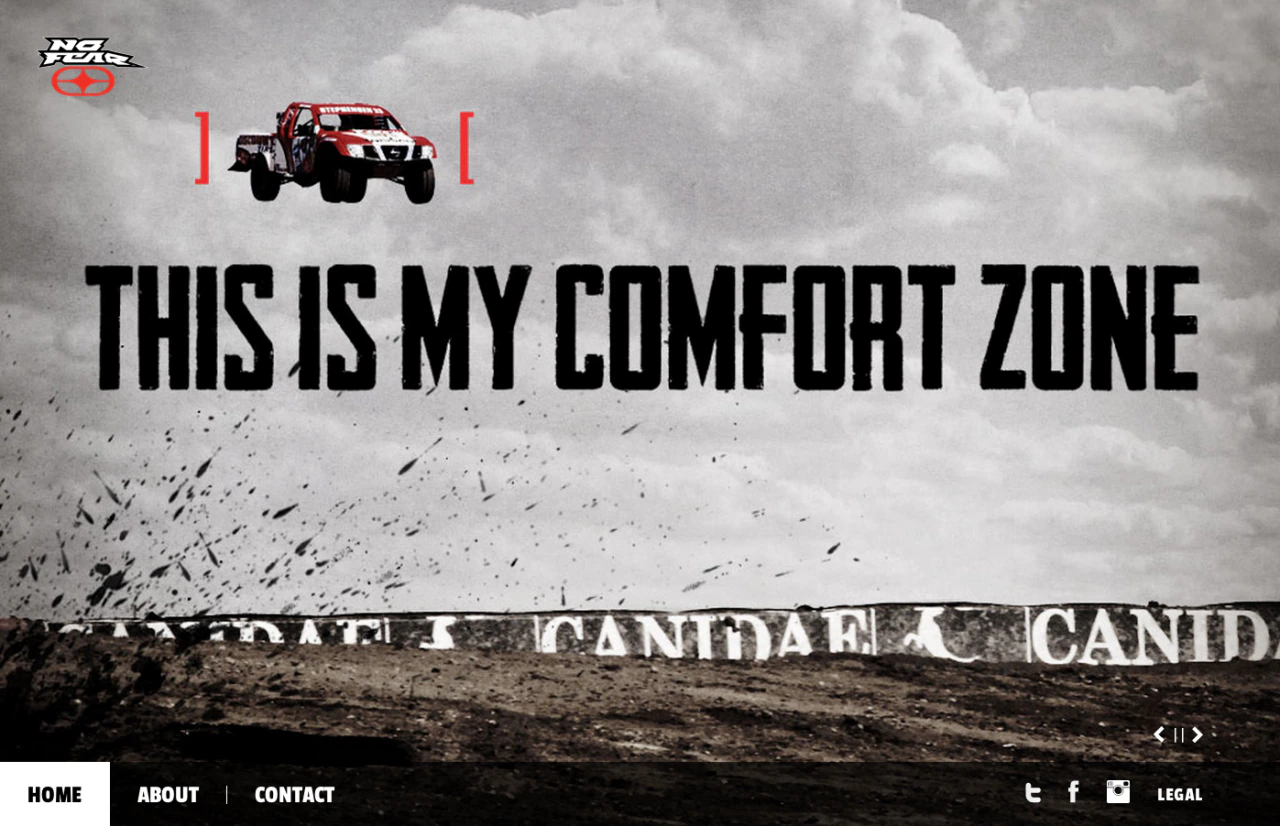 No Fear brand homepage with athlete imagery