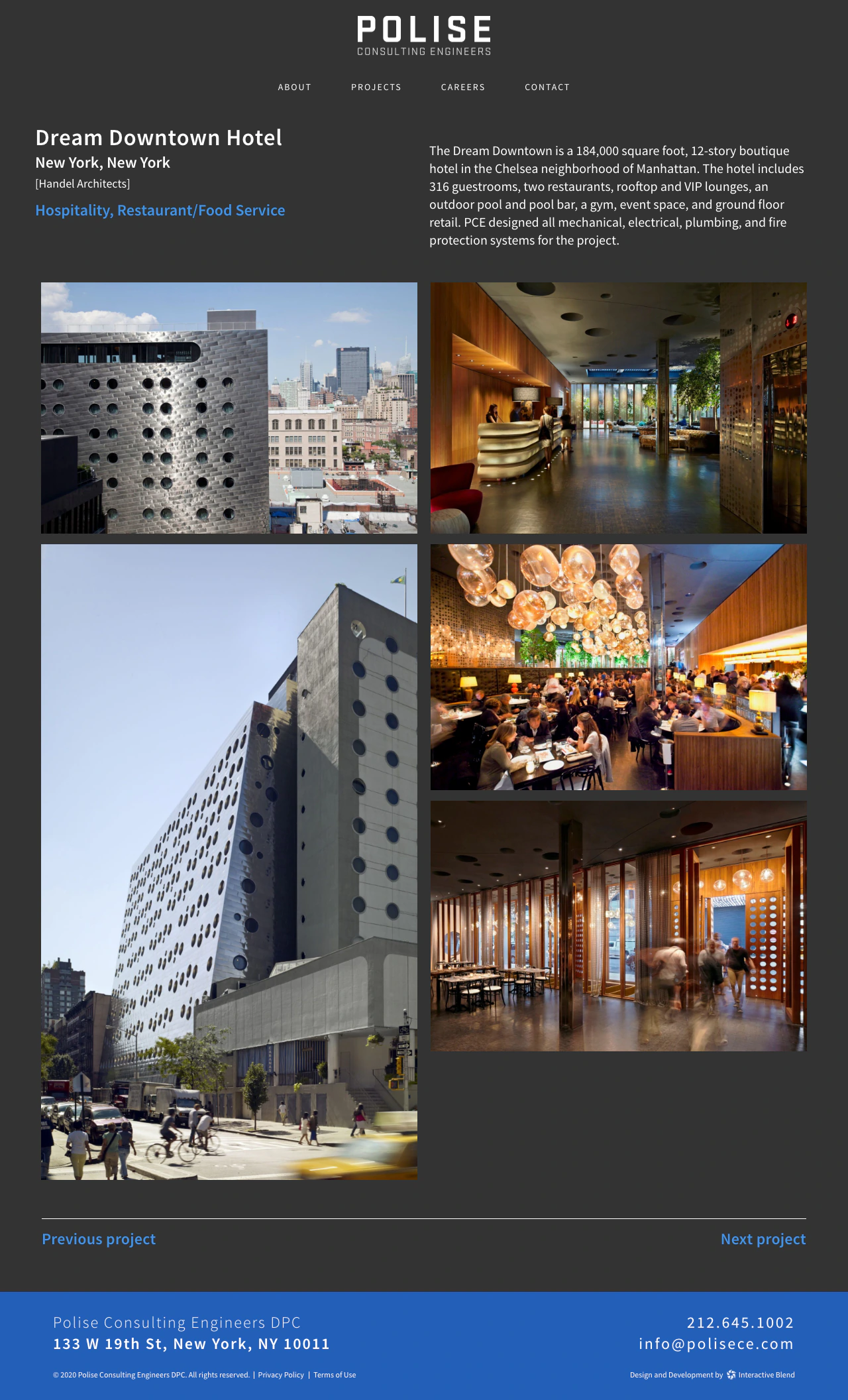 Polise project detail page for the Dream Downtown Hotel