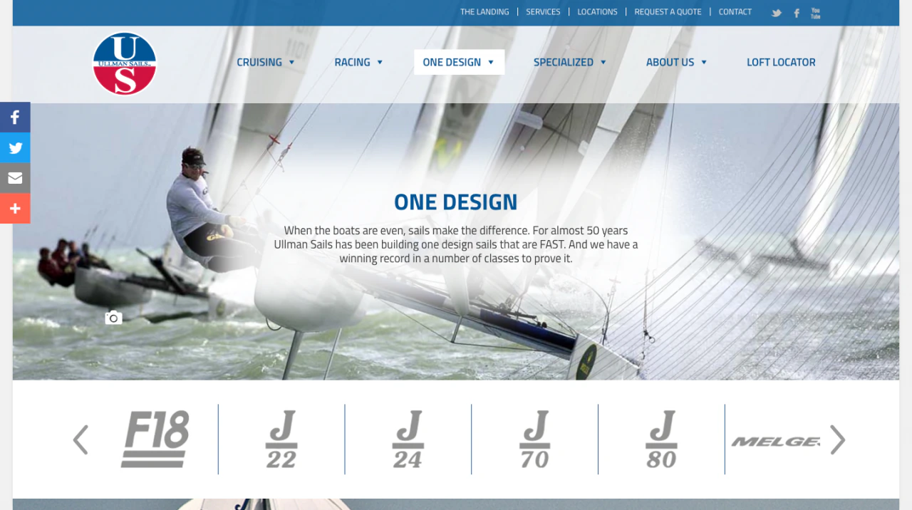 Ullman Sails design page with sailmaking information