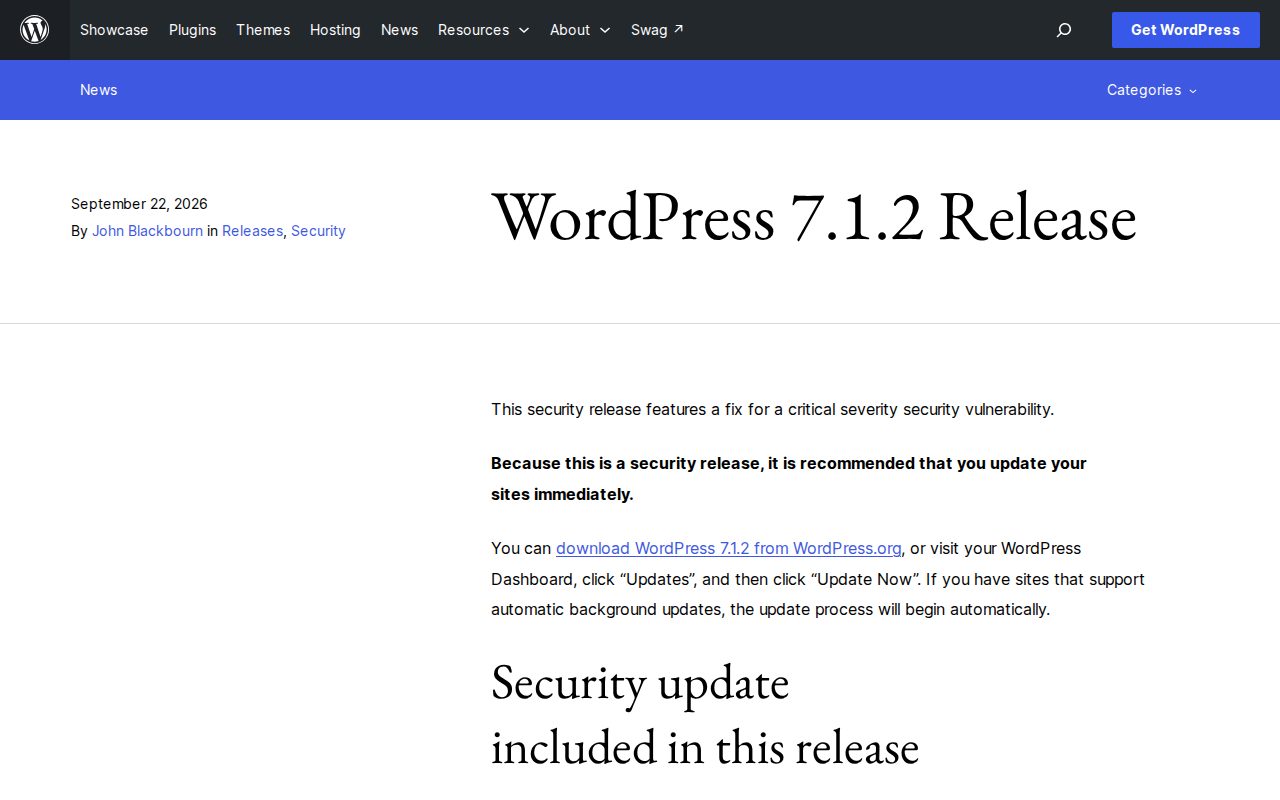 WordPress official source page screenshot.