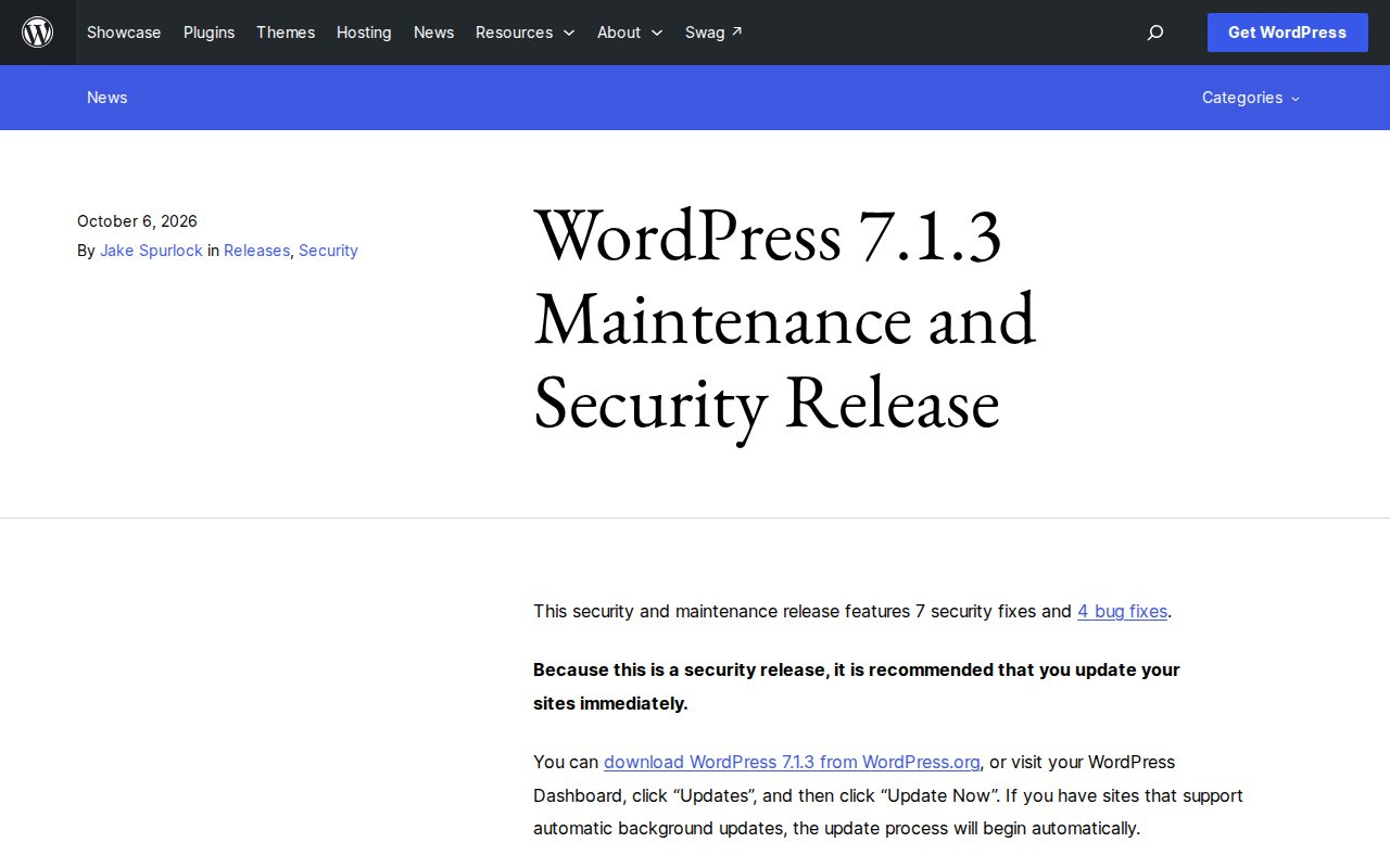 WordPress official source page screenshot.